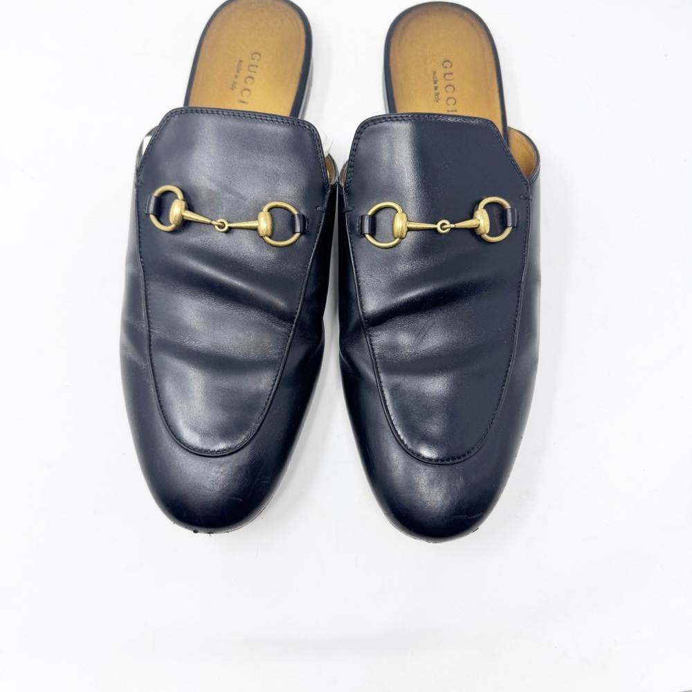 Gucci Princetown Mules Black Leather Size 10.5